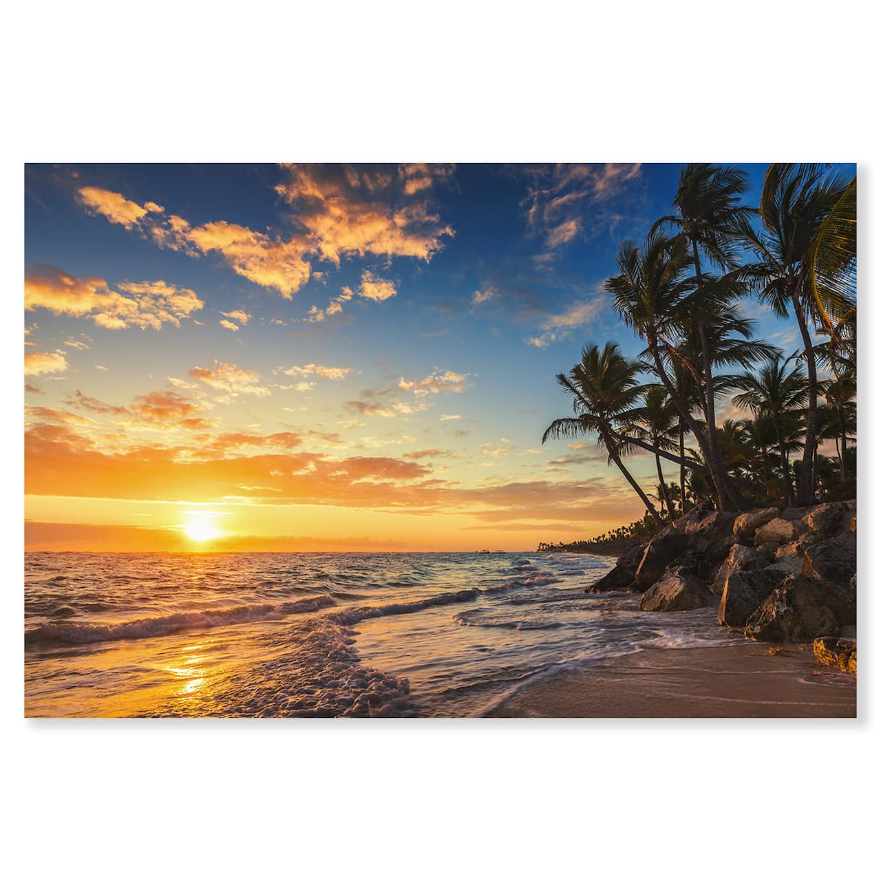 Designart - Paradise Tropical Island Beach with Palms - Extra Large Seascape Art Canvas